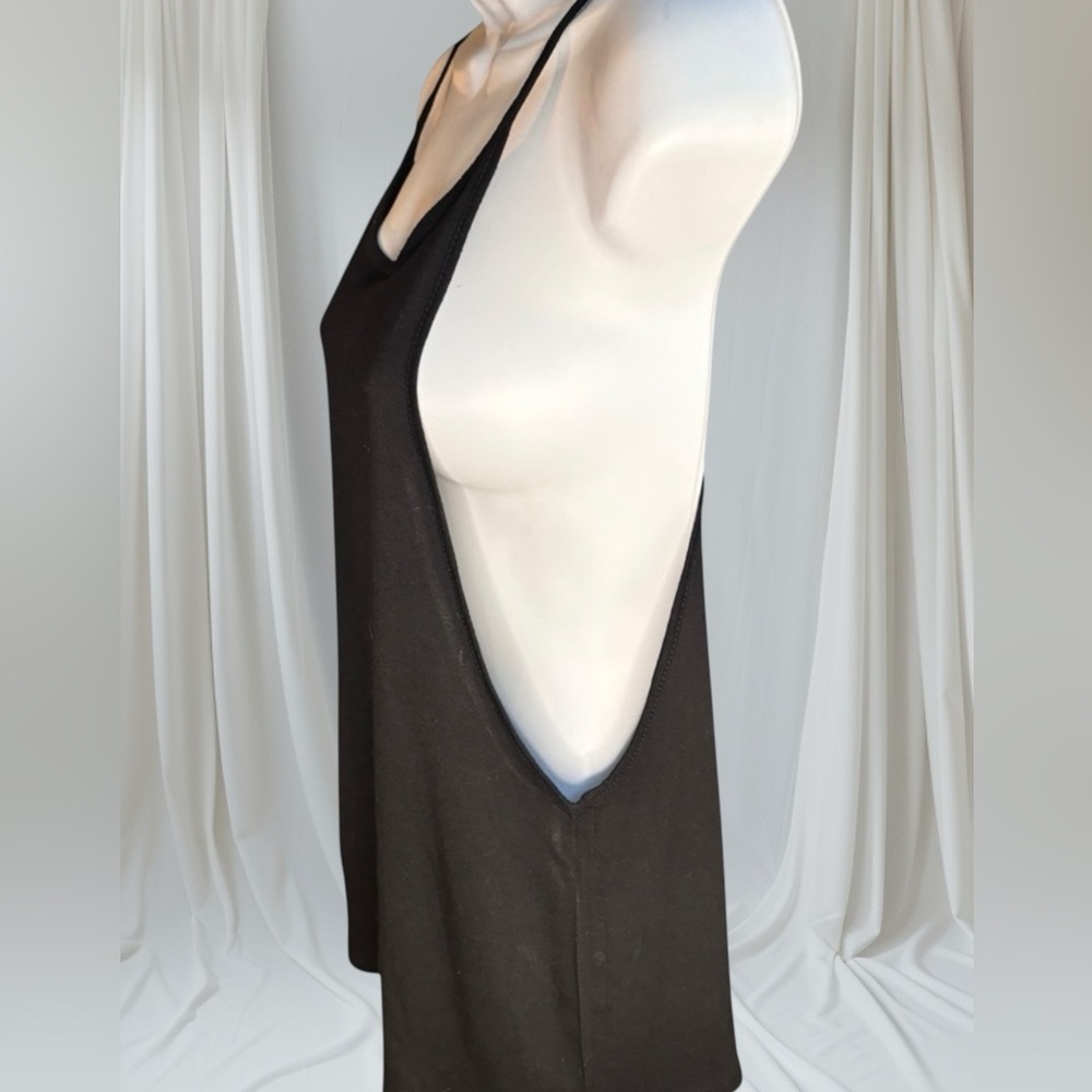 Vintage Y2K Forever 21 Black Women's DEEP V open sided Tank Top size small - Picture 3 of 4